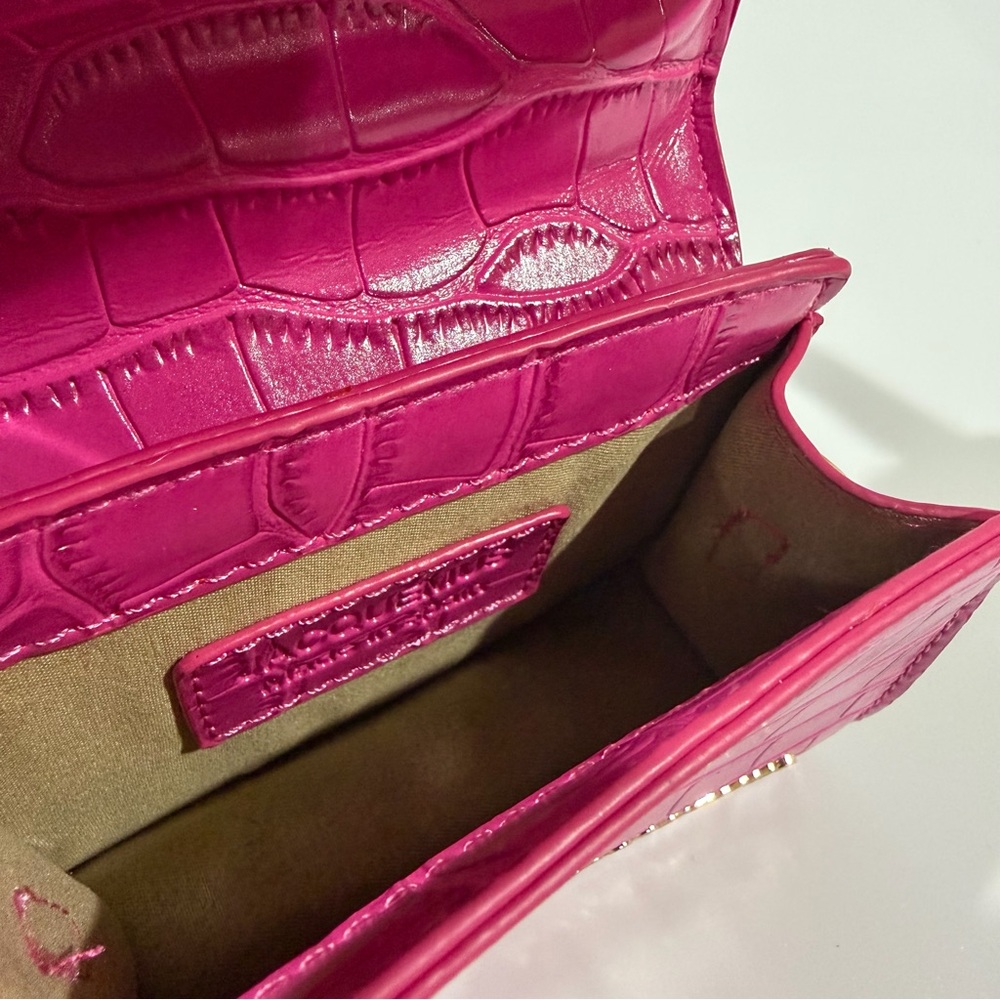 Jacquemus Fuschia Dragonfruit Pink Croc Leather Chiquito Crossbody Handbag Purse - Picture 8 of 10